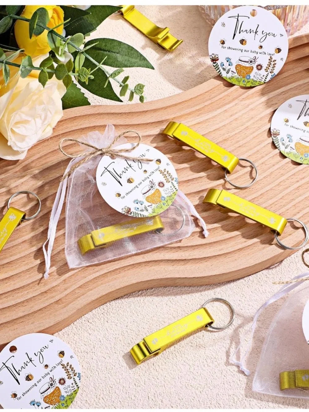 Gold 'A Little Honey' Bottle Opener Keychain Party Favors NWT 25 Count